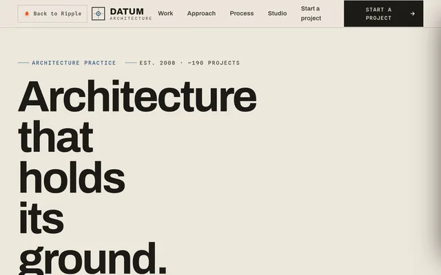 The Datum architecture practice concept site by Ripple