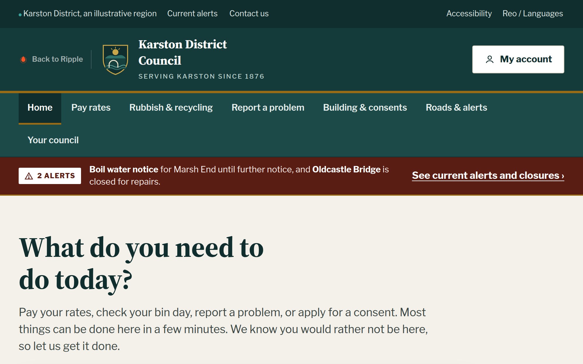 The Karston District Council services portal concept by Ripple