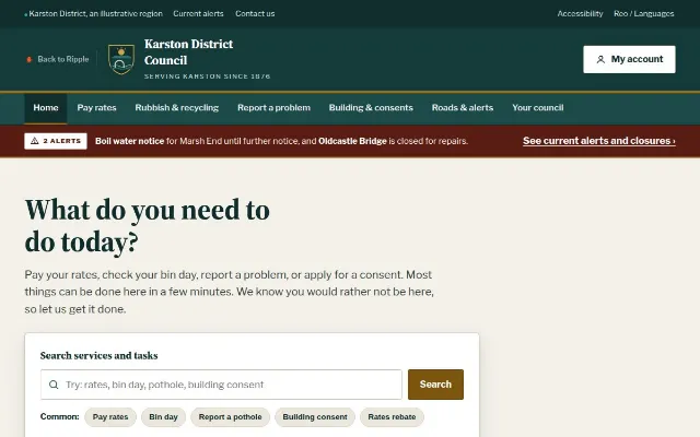 The Karston District Council services portal concept by Ripple