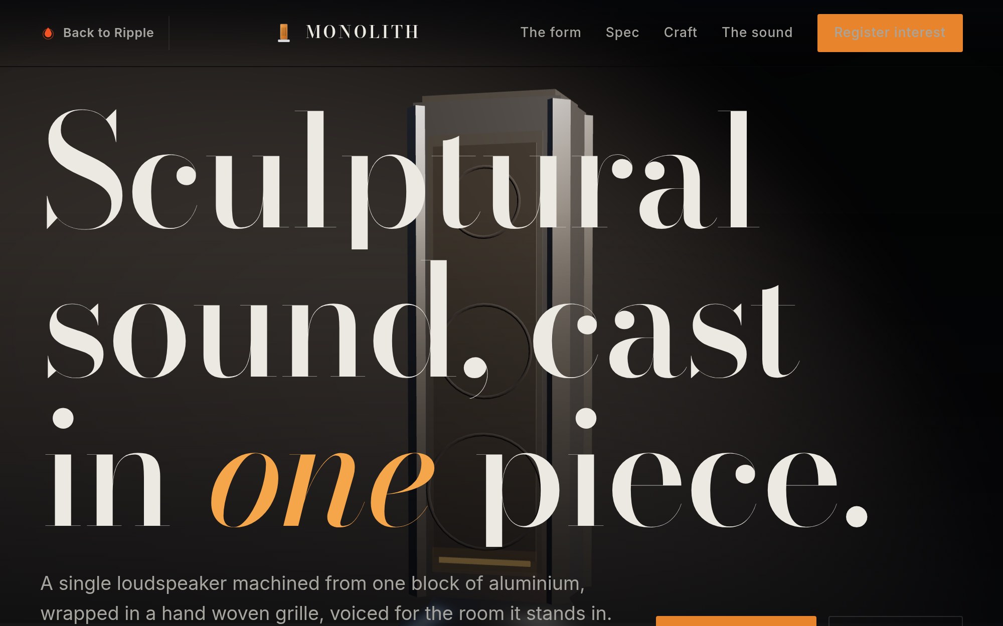 The Monolith product launch concept by Ripple