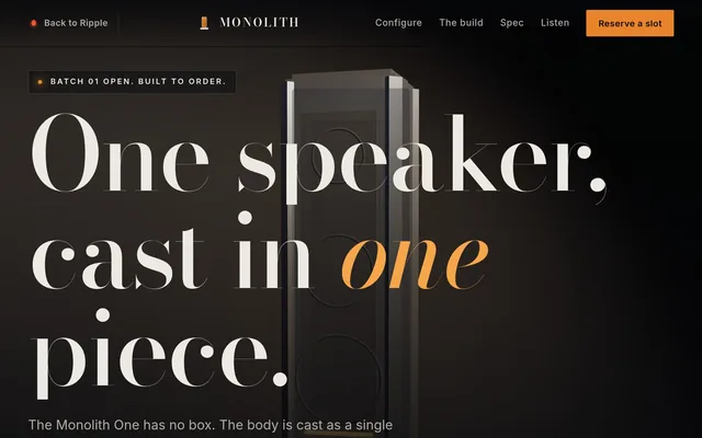 The Monolith product launch concept by Ripple