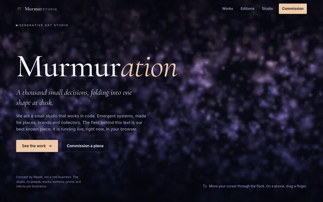 The Murmuration generative art piece by Ripple