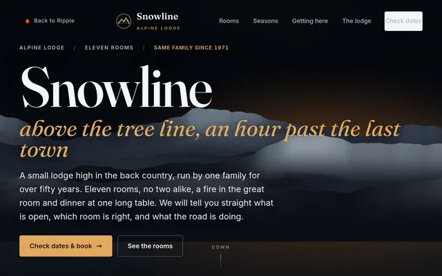 The Snowline alpine lodge concept site by Ripple