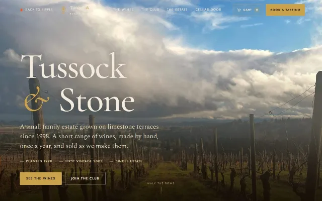 The Tussock and Stone winery concept site by Ripple